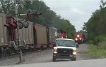 Two trains meet at Woodlawn siding